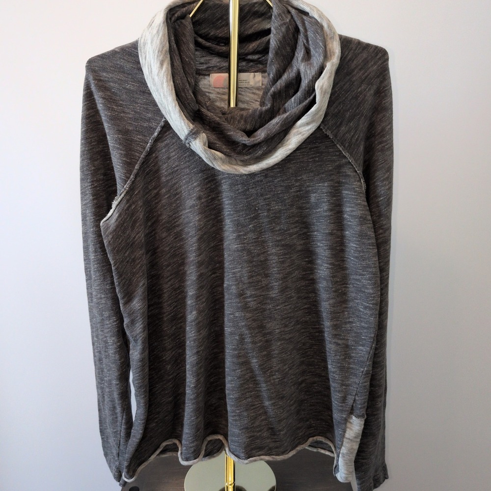 Free People Beach Top Womens Charcoal Grey Cocoon Funnel Cowl Neck One-size